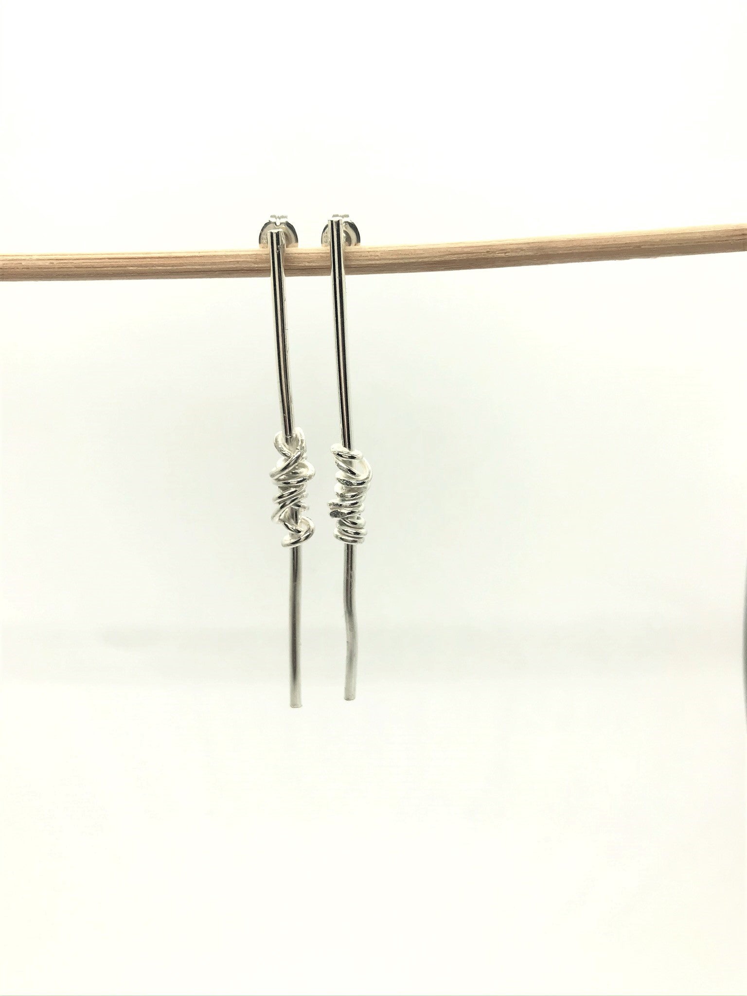 Angel Wrapped Extra Long Bar Earrings