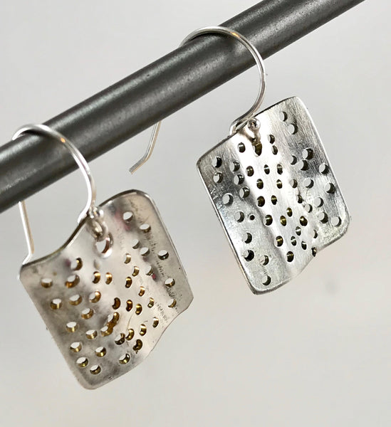 Porous Square Sterling Silver Earrings