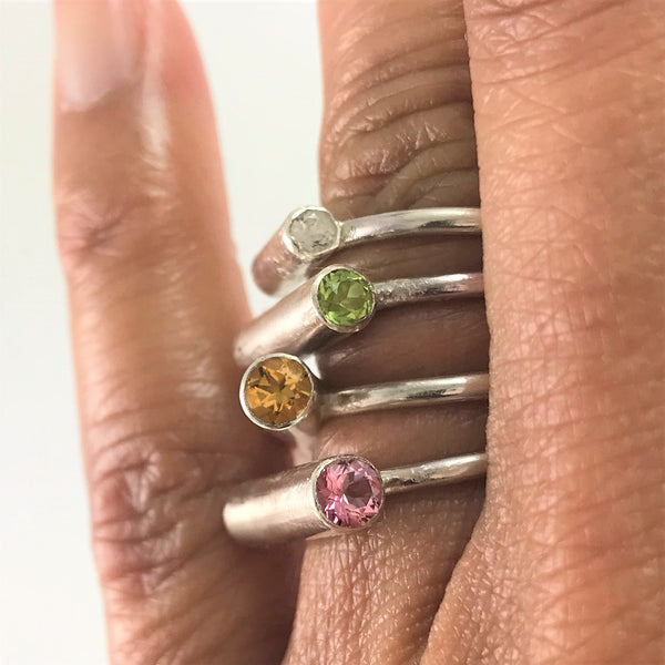 Double Gem Tube Ring